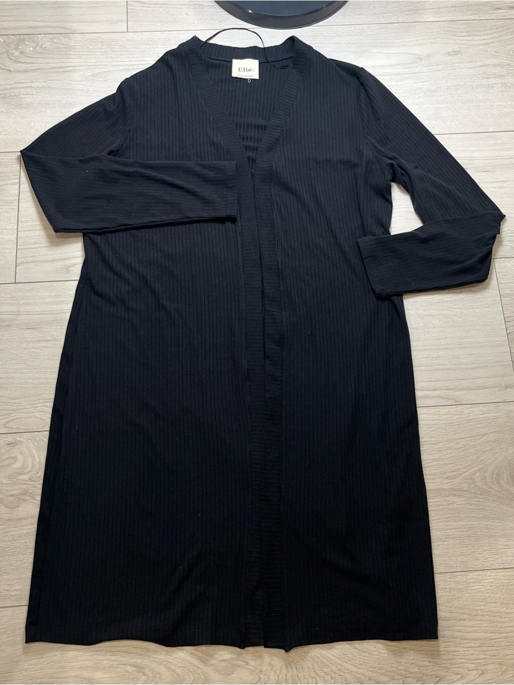 Elie Tahari Black Ribbed Longline cardigan women’s one size